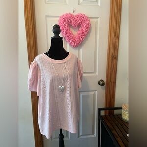 Pink Eyelet Women's Top